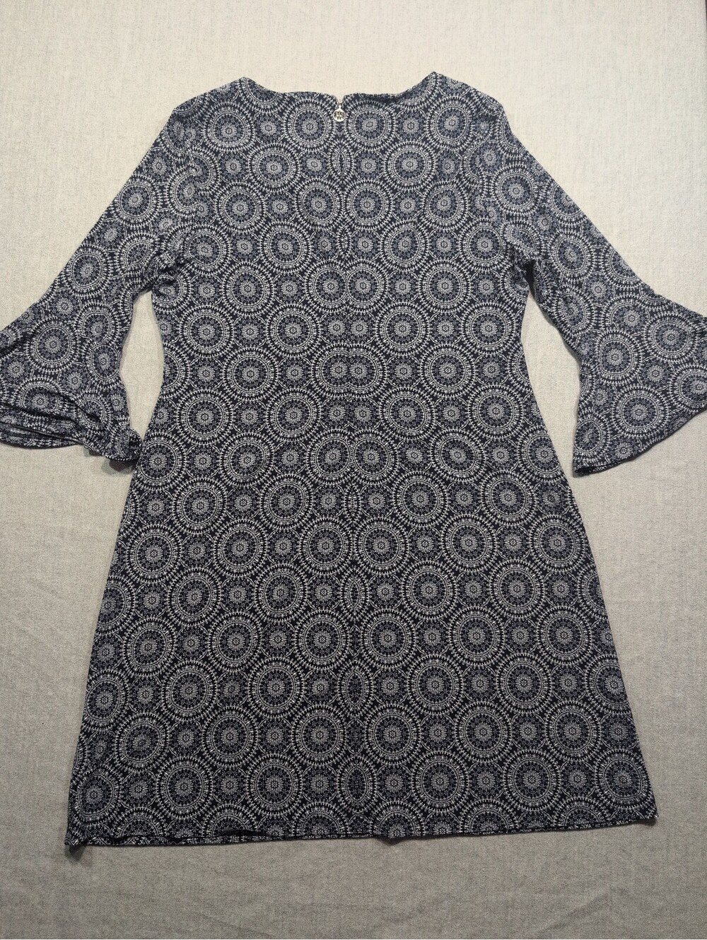 Tommy Hilfiger patterned bell sleeve dress navy white